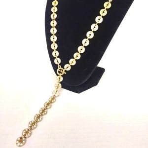 Gold tone link Lariat necklace